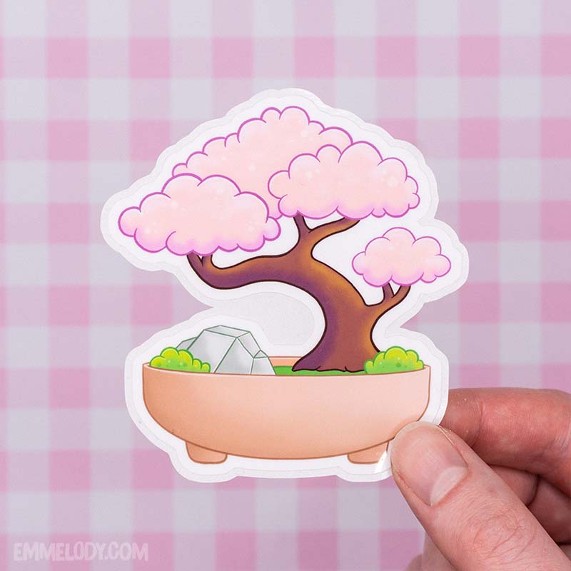 Cherry Blossom Bonsai - Glossy Vinyl Sticker (#003)