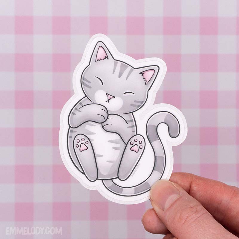 Sleeping Tabby - Glossy Vinyl Sticker (#004)