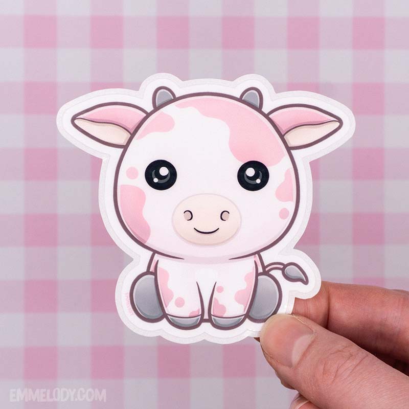Pink Cow - Glossy Vinyl Sticker (#015)