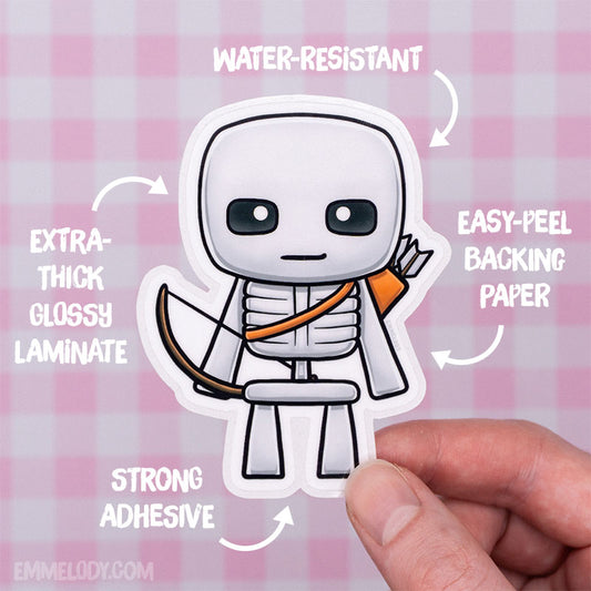 Archer Skeleton - Glossy Vinyl Sticker