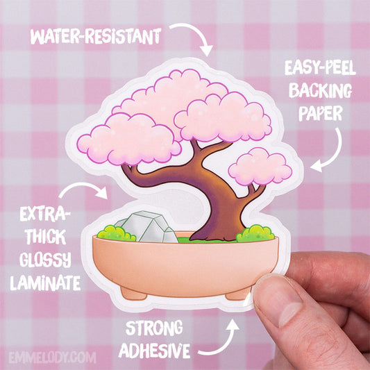 Cherry Blossom Bonsai - Glossy Vinyl Sticker