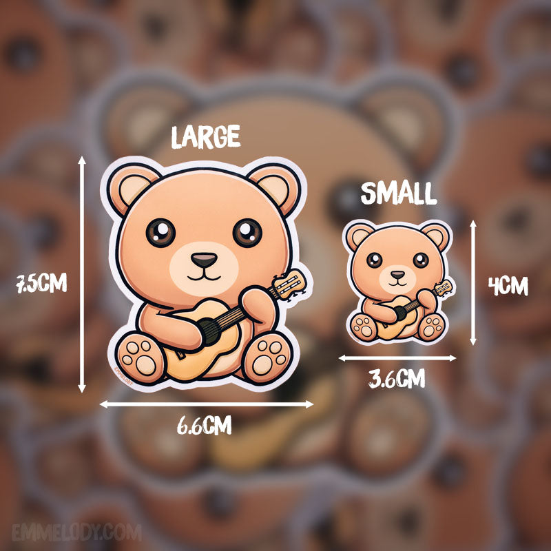 Guitar Bear - Glossy Vinyl Sticker
