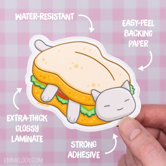 Sandwich Cat - Glossy Vinyl Sticker