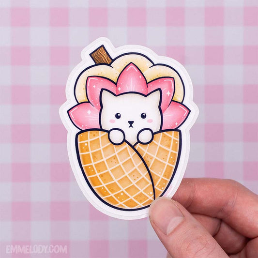 Cat Ice Cream - Glossy Vinyl Sticker (#002)