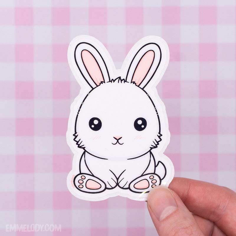 White Bunny - Glossy Vinyl Sticker (#006)