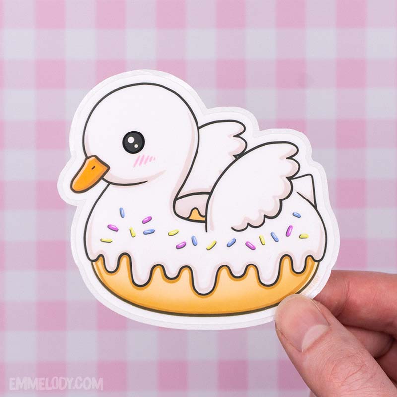 Swan Donut - Glossy Vinyl Sticker (#009)