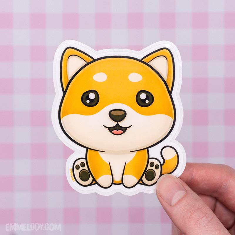 Happy Shiba - Glossy Vinyl Sticker (#014)