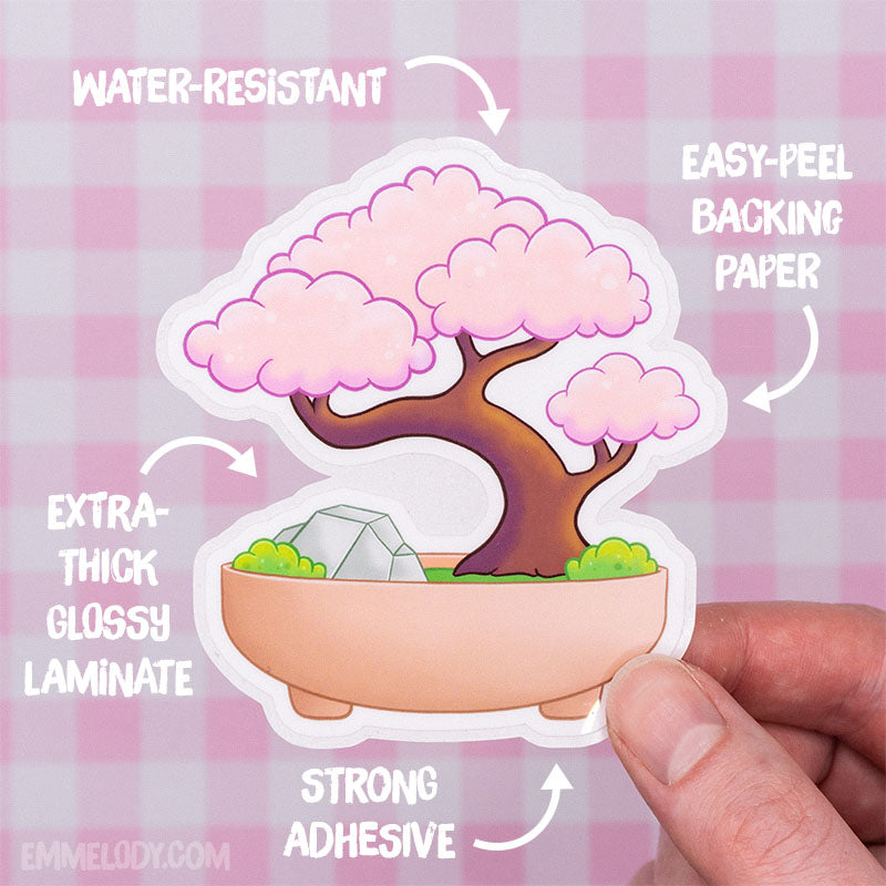 Cherry Blossom Bonsai - Glossy Vinyl Sticker