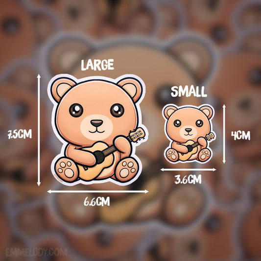 Guitar Bear - Glossy Vinyl Sticker