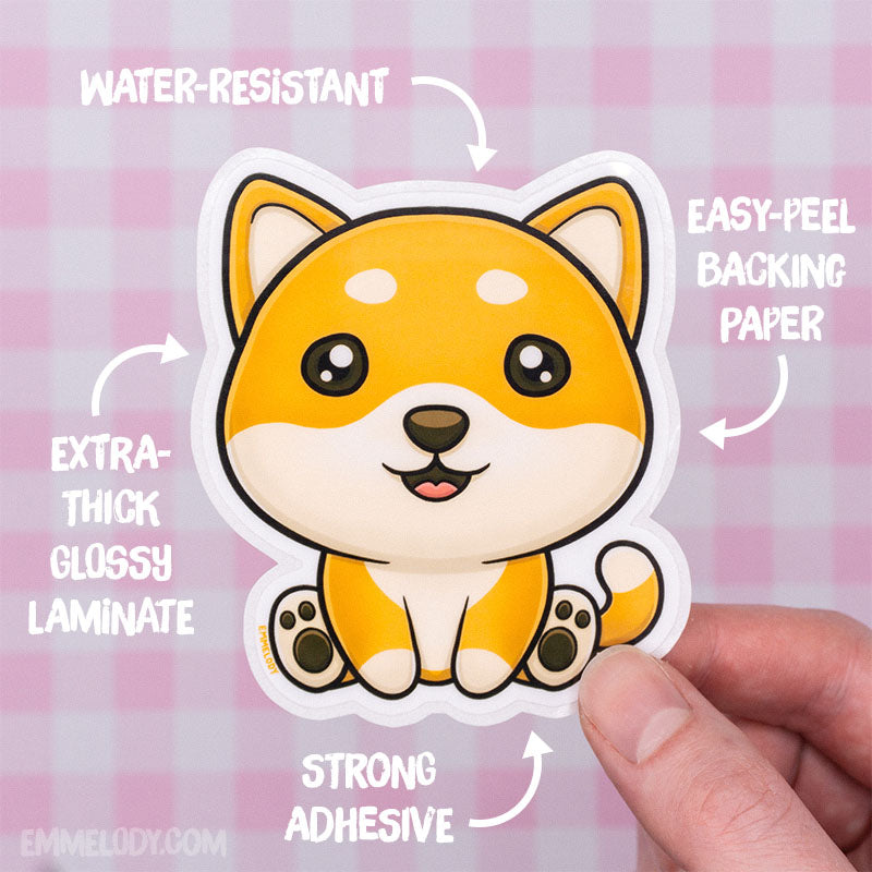 Happy Shiba - Glossy Vinyl Sticker