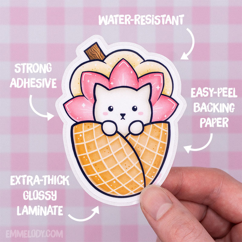 Cat Ice Cream - Glossy Vinyl Sticker