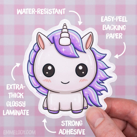 Lilac Unicorn - Glossy Vinyl Sticker