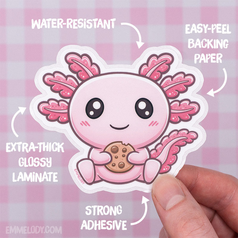 Pink Axolotl - Glossy Vinyl Sticker