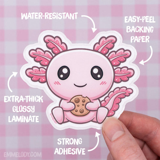 Pink Axolotl - Glossy Vinyl Sticker