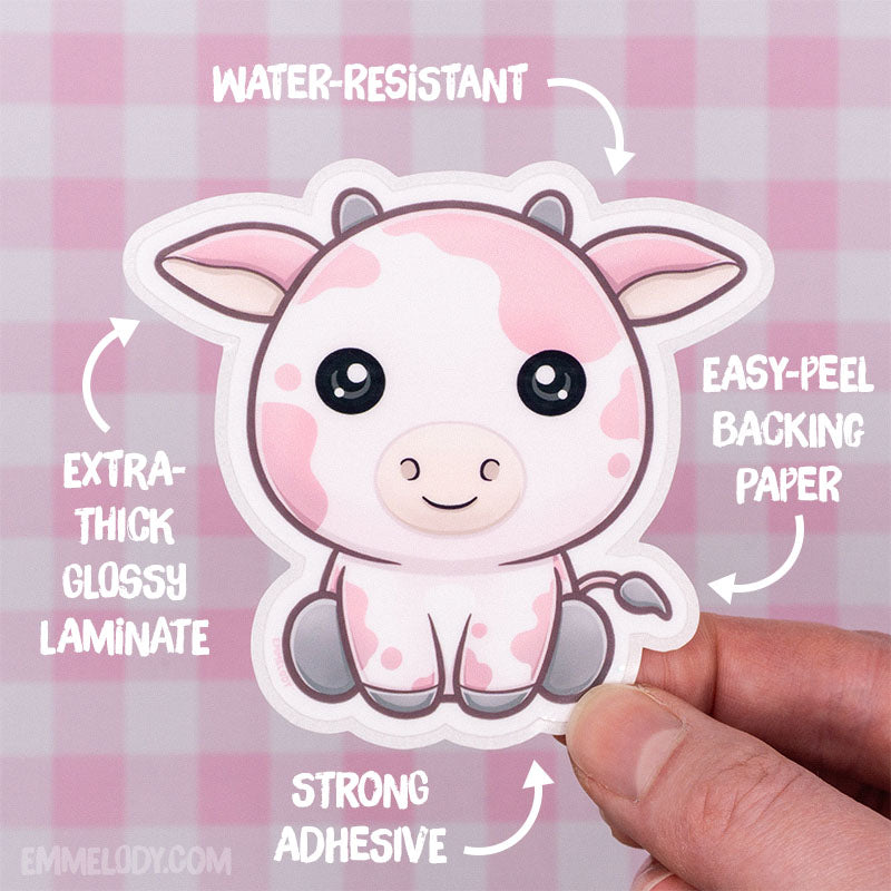 Pink Cow - Glossy Vinyl Sticker