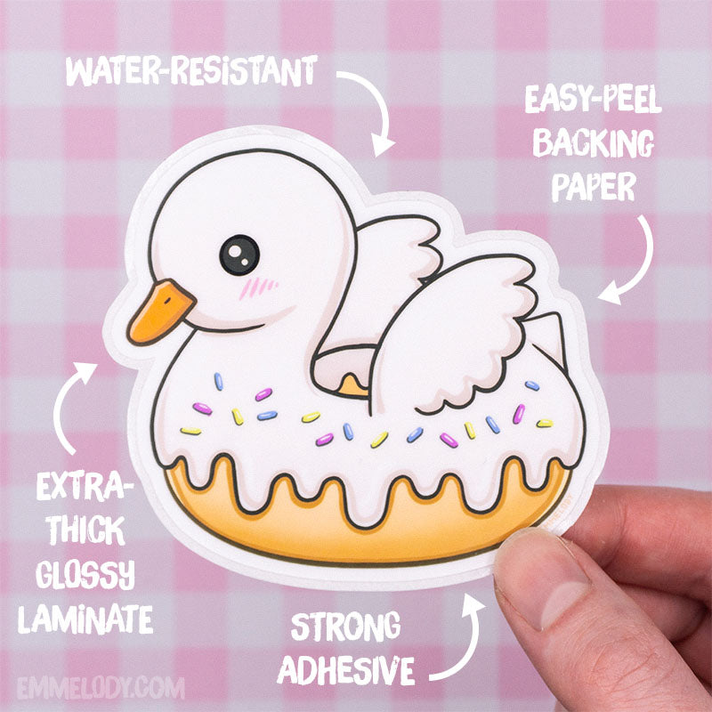 Swan Donut - Glossy Vinyl Sticker