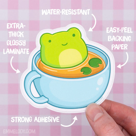 Tea Frog - Glossy Vinyl Sticker