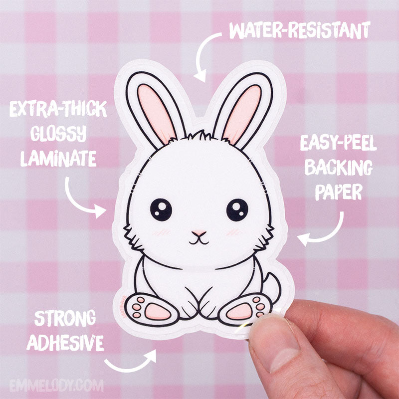 White Bunny - Glossy Vinyl Sticker